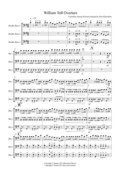 William Tell Overture for Double Bass Trio (arr. David Burndrett)