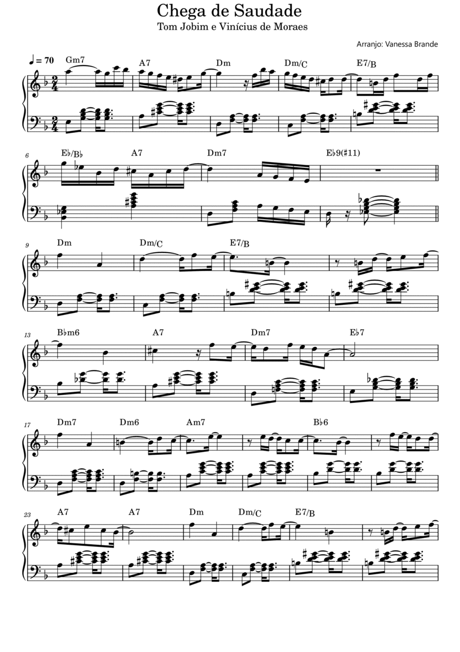 Chega De Saudade (no More Blues) (arr. Vanessa Brande)