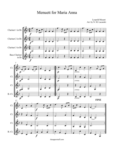 Menuett for Maria Anna (arr. Nick Lacanski)