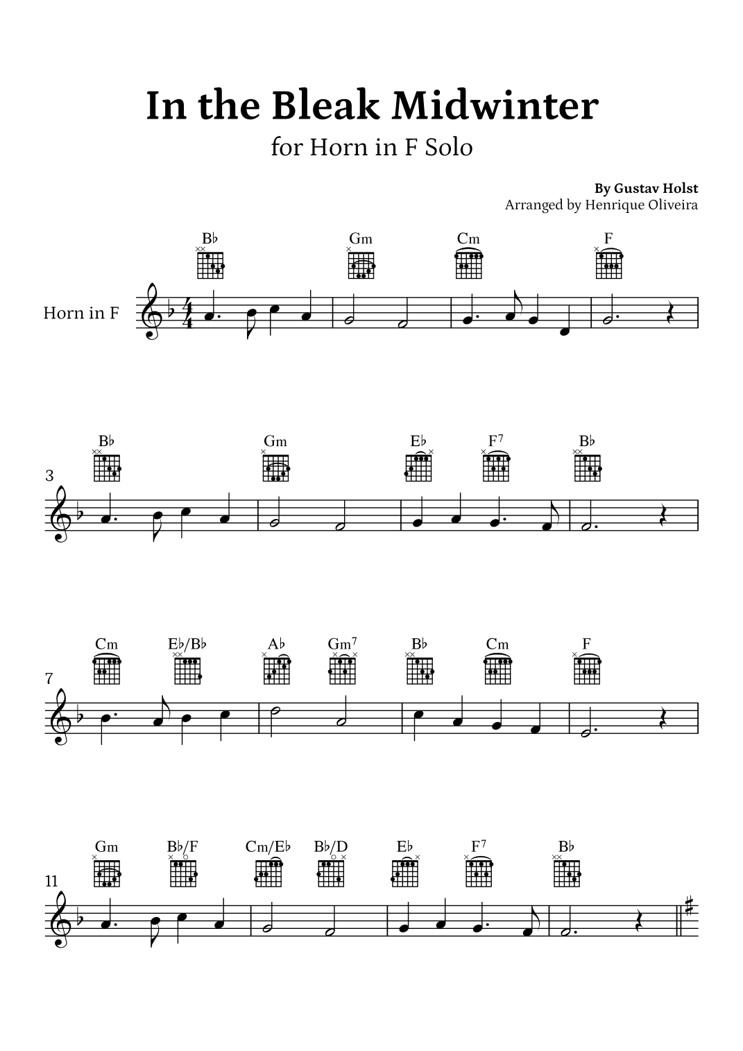 In the Bleak Midwinter (Horn in F Solo) - Beginner Level (arr. Henrique Oliveira)