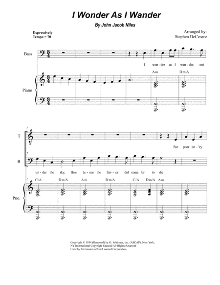 I Wonder As I Wander (arr. Stephen DeCesare)
