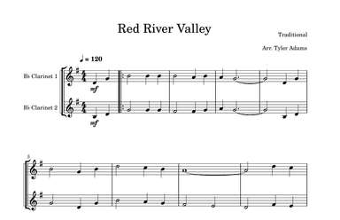 Red River Valley (Easy Clarinet Duet) (arr. Tyler Adams)