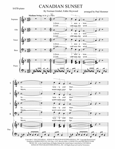 Canadian Sunset (arr. Paul Hemmer)