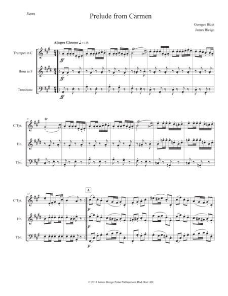 Prelude to Carmen (Original Key) (arr. James Bicigo)