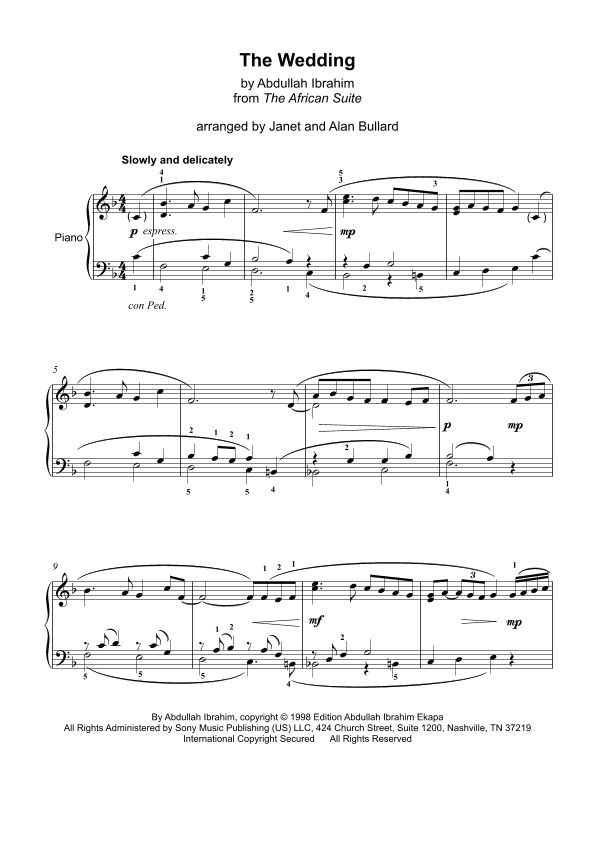 The Wedding (arr. Janet and Alan Bullard (The Janet and Alan Bullard Piano Series))