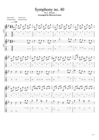 Mozart - Symphony no. 40 - Guitar Duet (arr. Razvan Lazea)