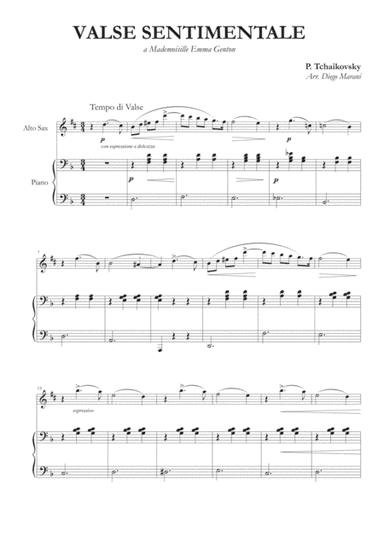 Valse Sentimentale for Alto Saxophone and Piano (arr. Diego Marani)