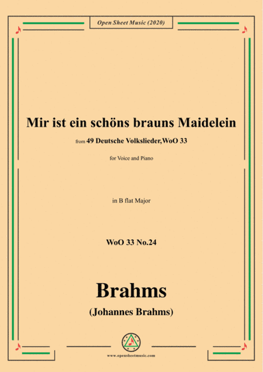 Brahms-Mir ist ein schöns brauns Maidelein,WoO 33 No.24,in B flat Major (arr. MSM)