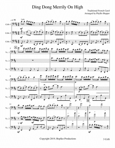 Ding Dong Merrily on High - Cello Trio (arr. Phyllis Hopper)