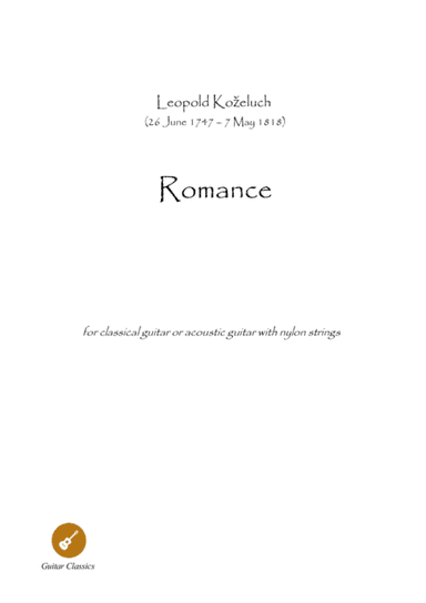 Guitar Classics Romance by Kozeluch (arr. PianoSheetNow)