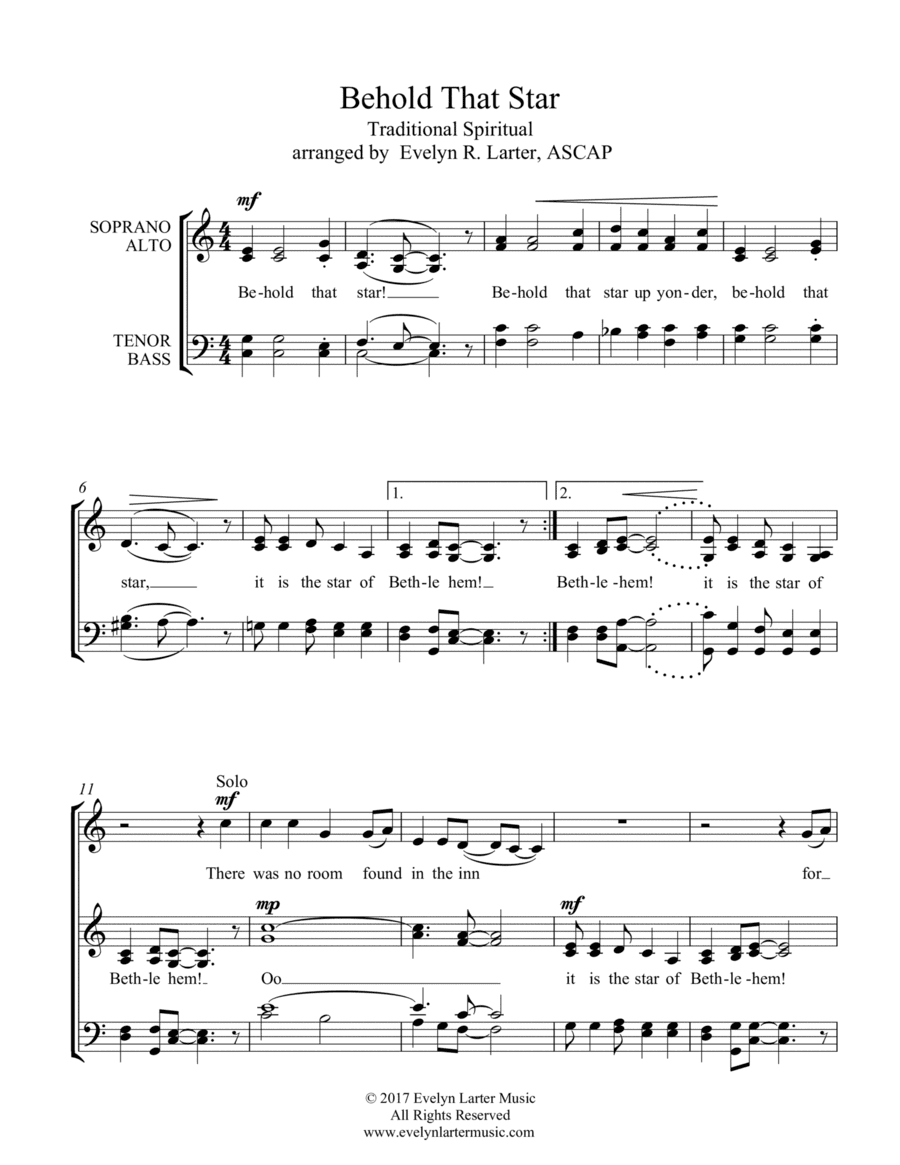 Behold That Star (arr. Evelyn R. Larter, ASCAP)