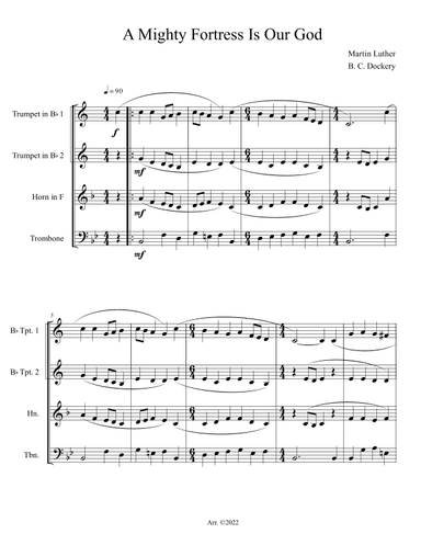 A Mighty Fortress is Our God (Brass Quartet) (arr. B. C. Dockery)