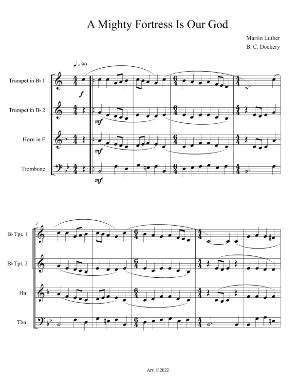 A Mighty Fortress is Our God (Brass Quartet) (arr. B. C. Dockery)