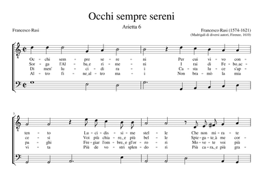 Occhi sempre sereni (arr. Early Music Scores)