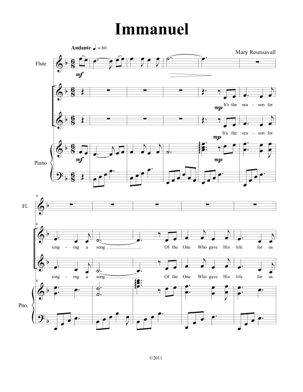Immanuel (2 Part with Piano Accompaniment and optional Flute)