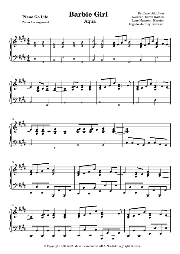 Barbie Girl (arr. Piano Go Life)