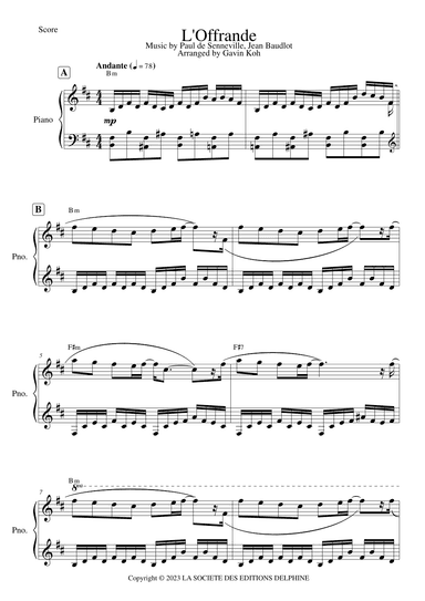 L'offrande (arr. Gavin Koh)