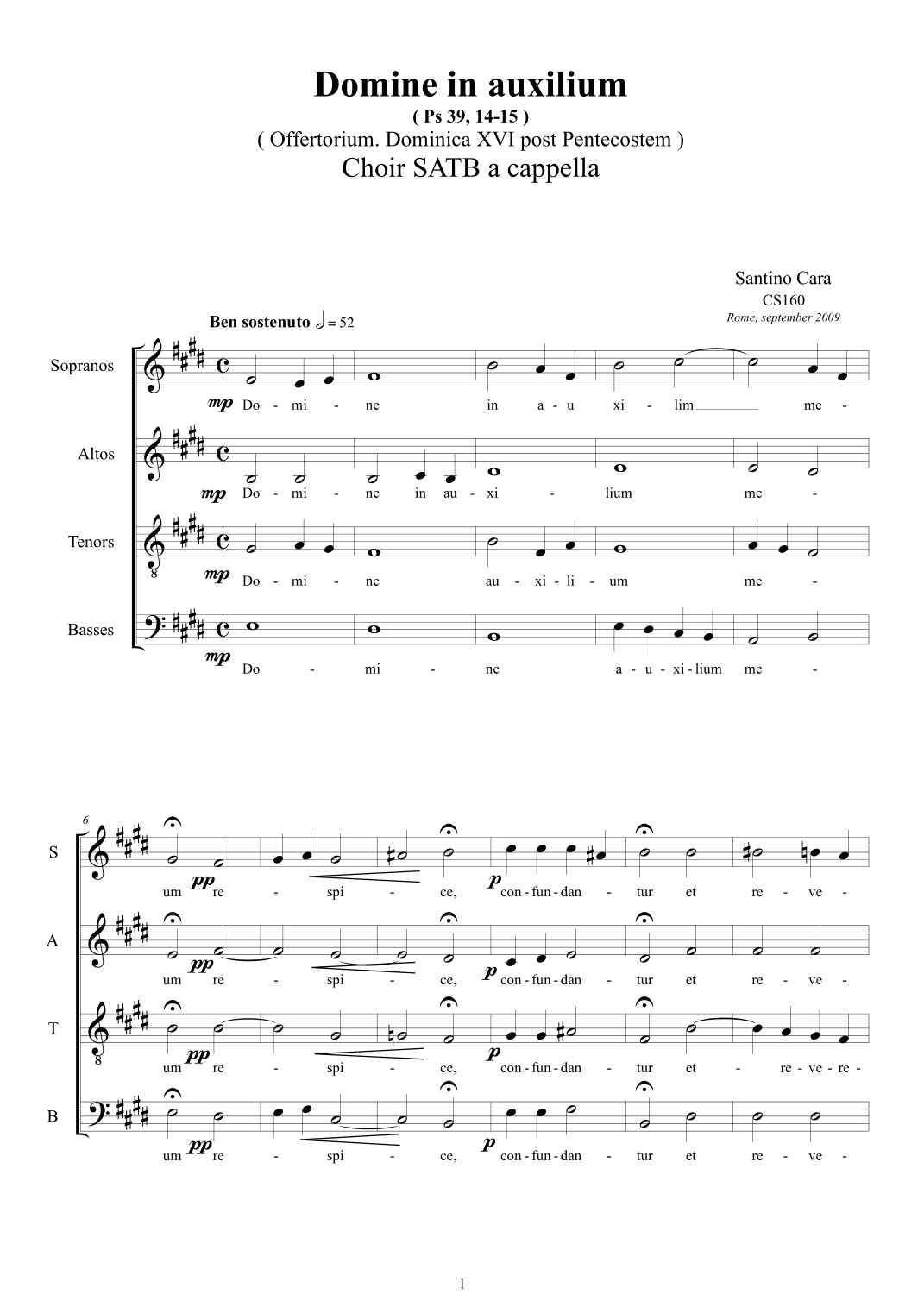 Domine, in auxilium - Offertorium for Choir SATB a cappella