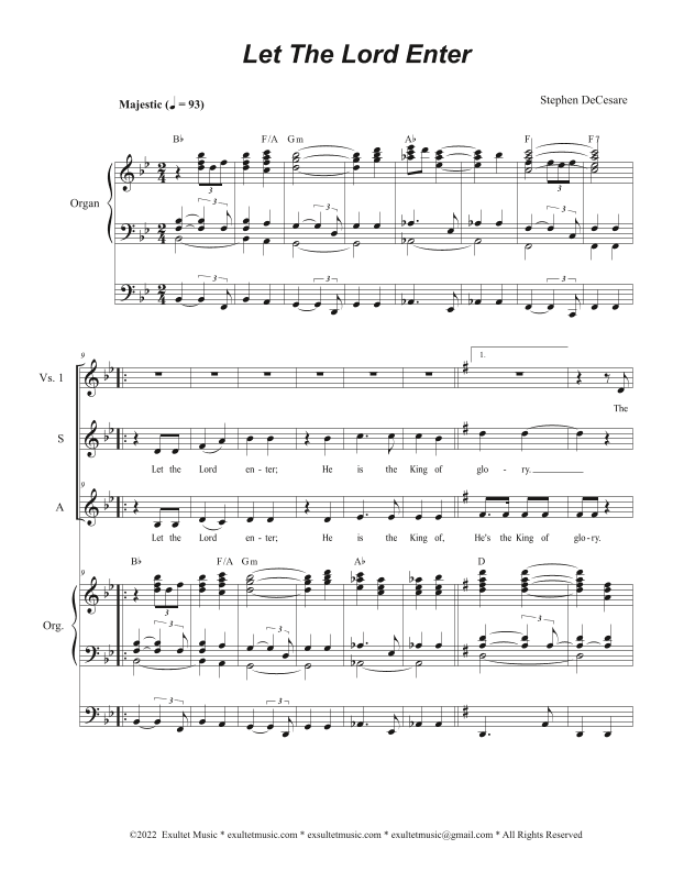 Let The Lord Enter (Duet for Soprano and Alto solo)