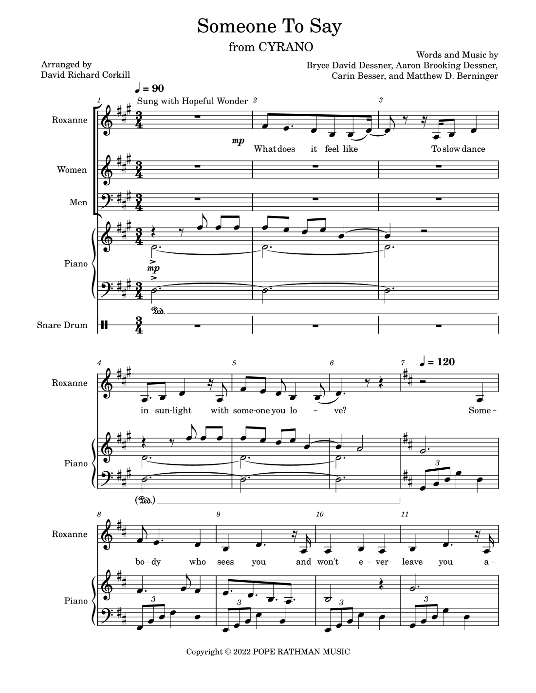 Someone To Say (fr. 'cyrano') (arr. David Richard Corkill)
