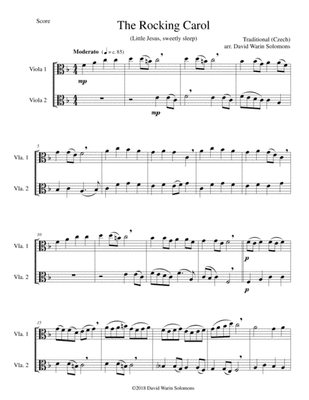 The Rocking Carol (Little Jesus, Sweetly Sleep) for viola duo (arr. David Warin Solomons)