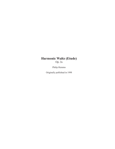 Harmonic Waltz (Etude), Op. 2a