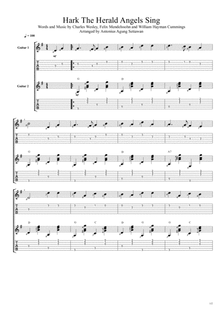 Hark The Herald Angels Sing (Fingerstyle Guitar Duet) (arr. Antonius Agung Setiawan)