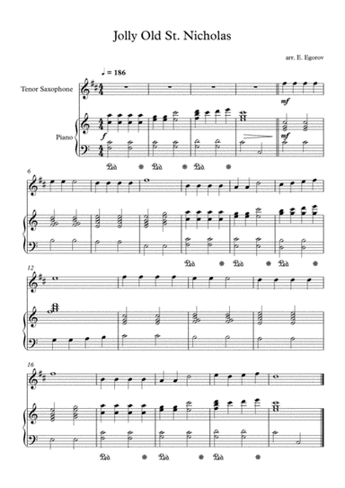 Jolly Old St. Nicholas, For Tenor Saxophone & Piano (arr. Eugene Egorov)