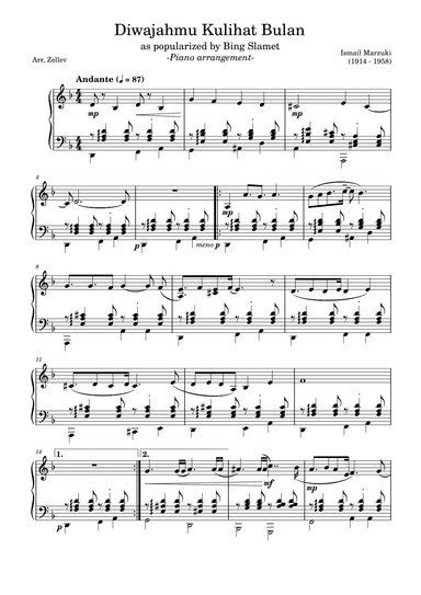 Di wajahmu Ku lihat Bulan (arr. Zellev)