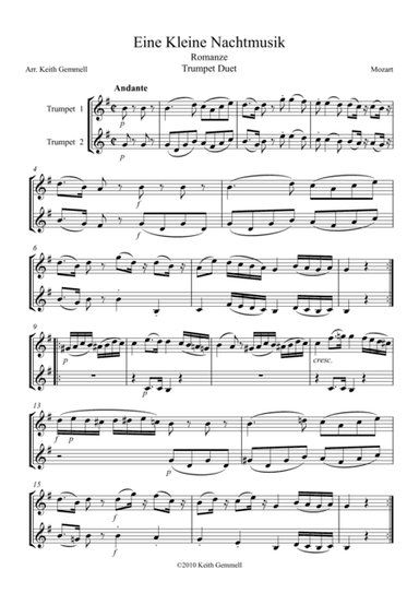 Eine Kleine Nachtmusik – Romanze: Trumpet Duet (arr. Keith Gemmell)