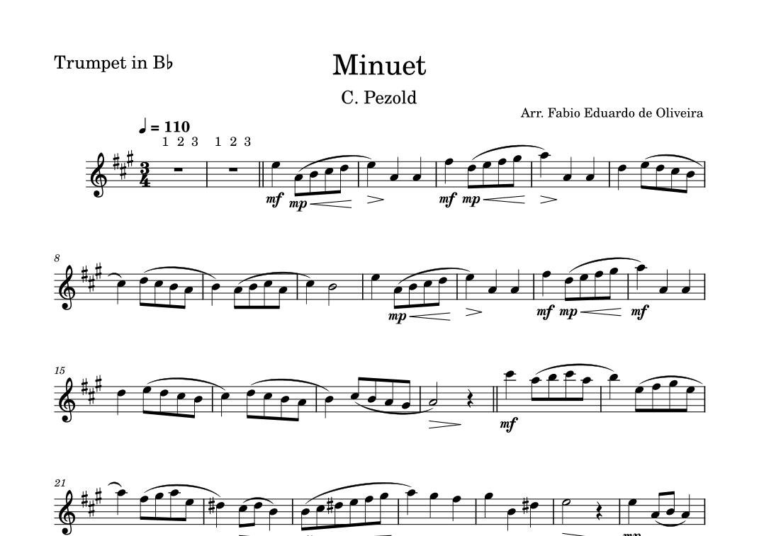 Minuet - Pezold  (Bach) - Easy Arrangement (arr. Fabio Eduardo de Oliveira)