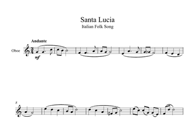 Santa Lucia - Italian Folk Song (Oboe) (arr. Digital Book Music)
