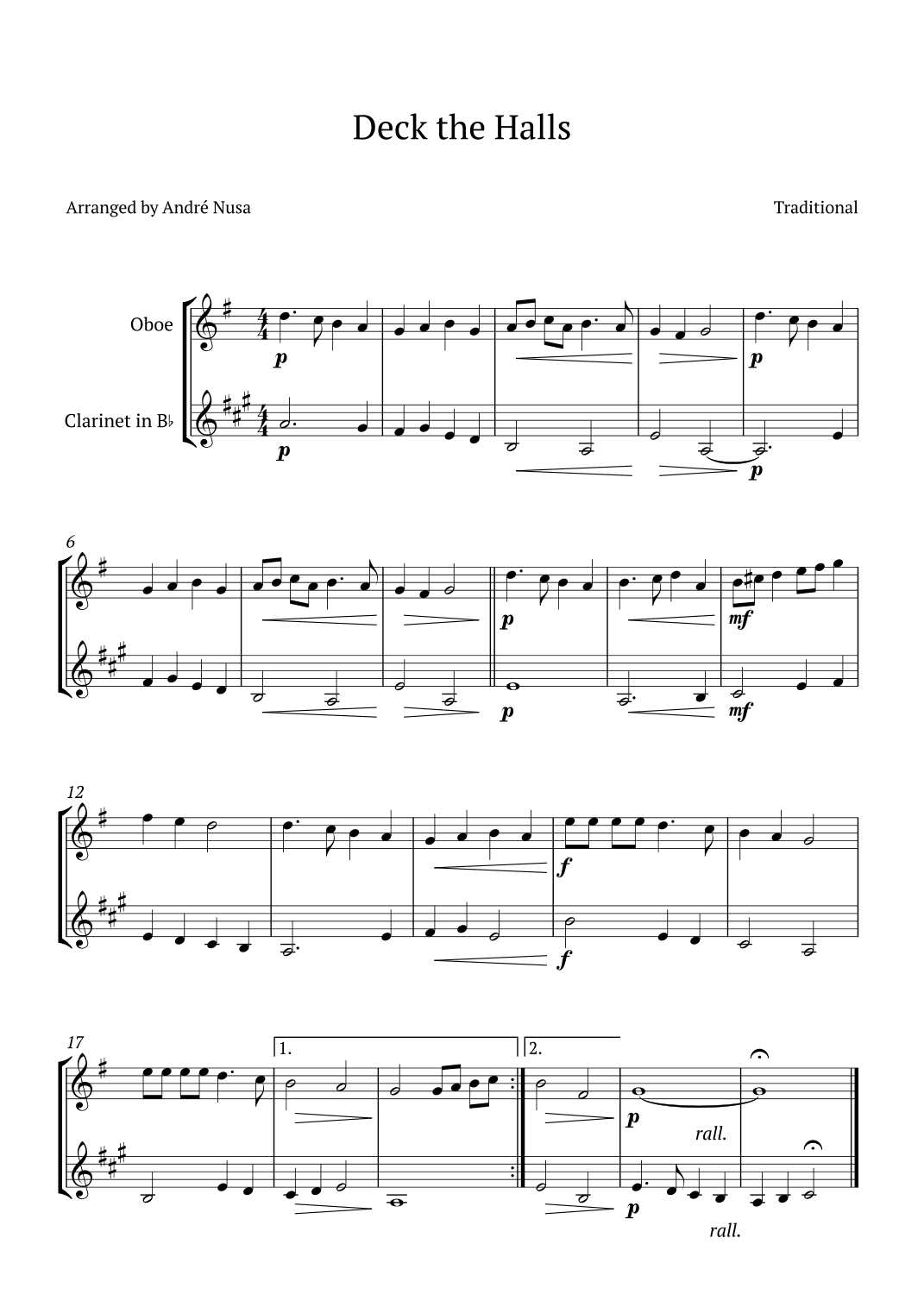 Deck the Halls (arr. André Nusa)