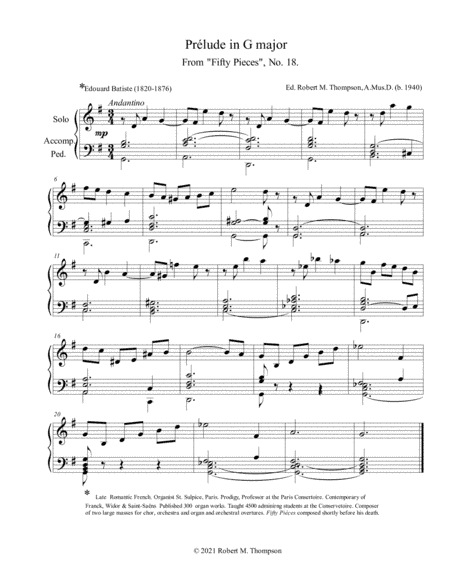Easy French Romantic Organ Series (arr. Robert M. Thompson, A.Mus.D. (b. 1940))