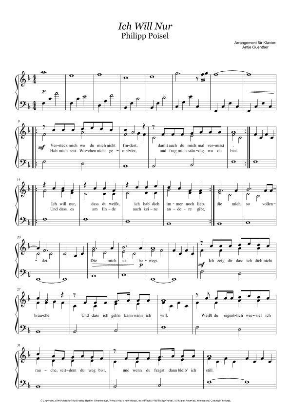 Ich Will Nur (arr. Antje Günther)