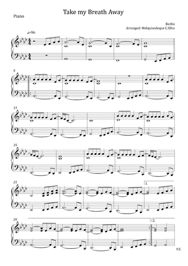 Take My Breath Away (love Theme) (arr. Melquisedeque C.Silva)