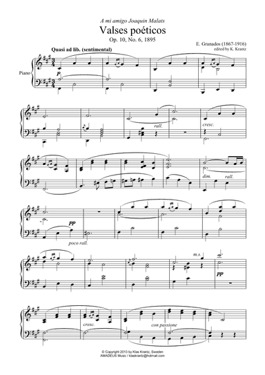 Valses poeticos Op. 10, No. 6 for piano solo (arr. K. Krantz)
