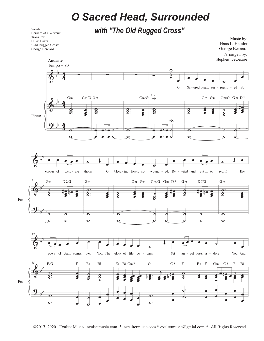 O Sacred Head, Surrounded (with "The Old Rugged Cross") (Unison choir) (arr. Stephen DeCesare)
