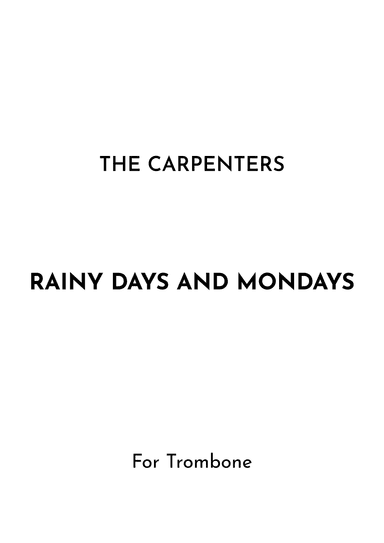 Rainy Days And Mondays (arr. Jireh J.)