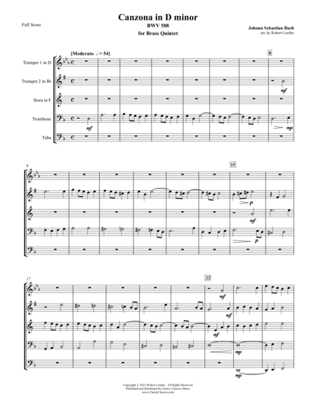 Canzona BWV 588 in d Minor for Brass Quintet (arr. Robert Coulter)