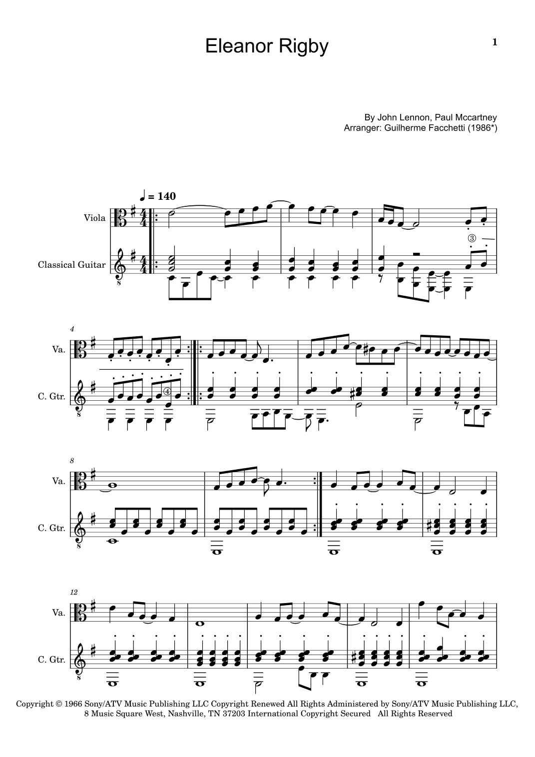 Eleanor Rigby (arr. Guilherme Facchetti)