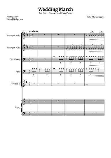 Wedding March (For Brass Quintet and Easy Piano) (arr. Daniel Nakamura)