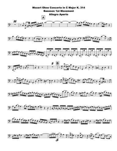 Mozart Oboe Concerto op. 314 for Bassoon (arr. DavidJHare)