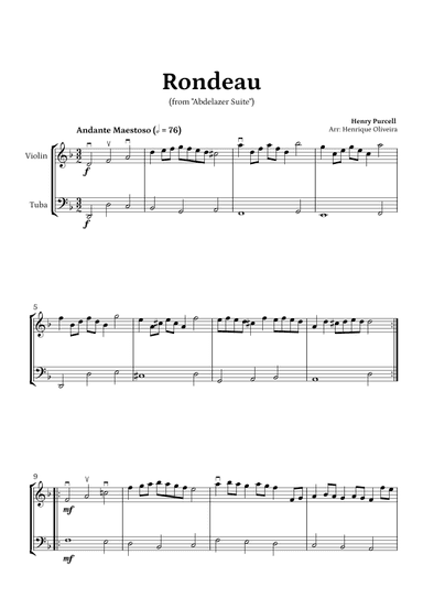 Rondeau from "Abdelazer Suite" by Henry Purcell - For Violin and Tuba (arr. Henrique Oliveira)