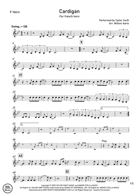 Cardigan (arr. Willem Aarts)