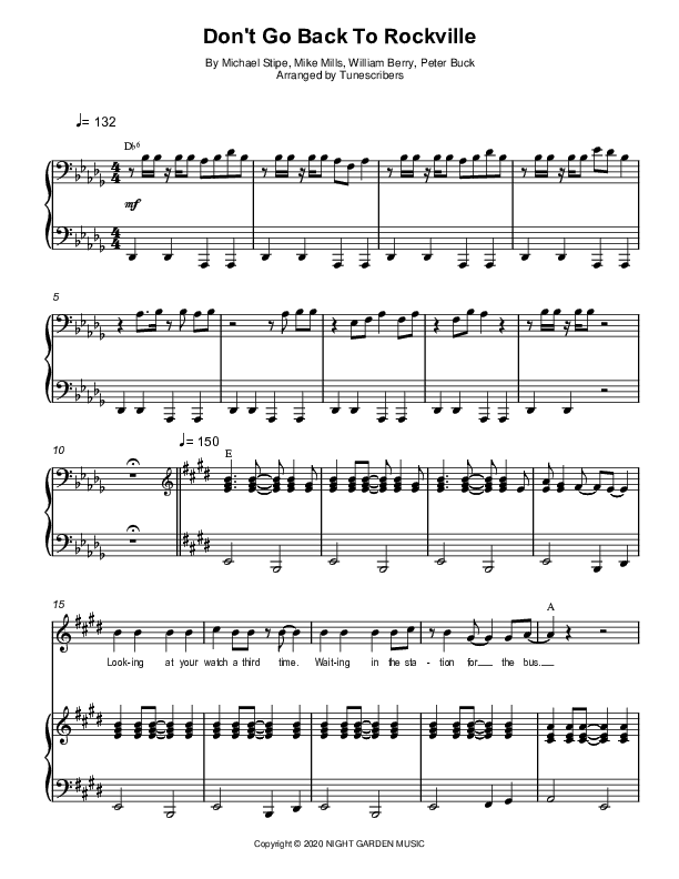 Don't Go Back To Rockville (arr. Tunescribers)