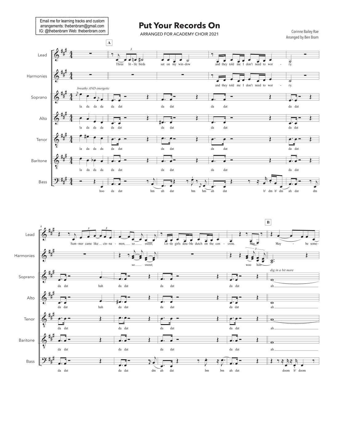 Put Your Records On (arr. Ben Bram)