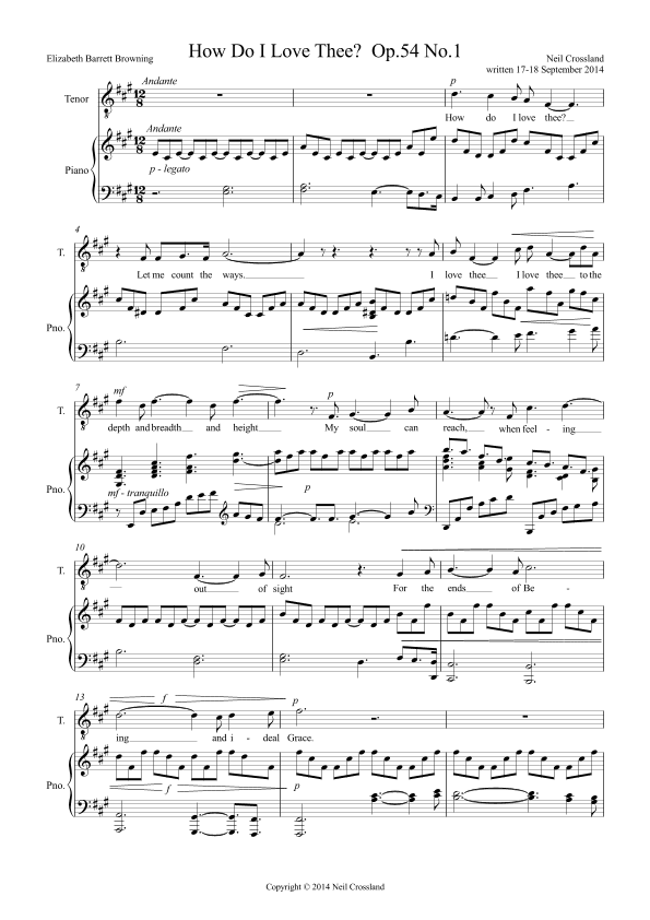 How Do I Love Thee   Op.54 No.1