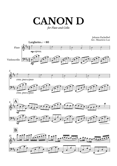 Canon in D for Flute and Cello (arr. Mauricio Luz)