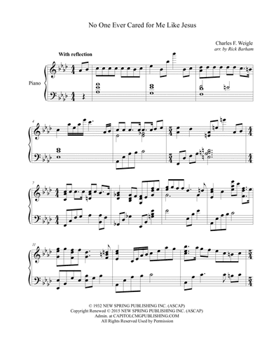 No One Ever Cared For Me Like Jesus (arr. Rick Barham)
